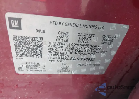 2018 GMC Acadia Denali from USA, damaged, VIN 1GKKNXLS8JZ236932